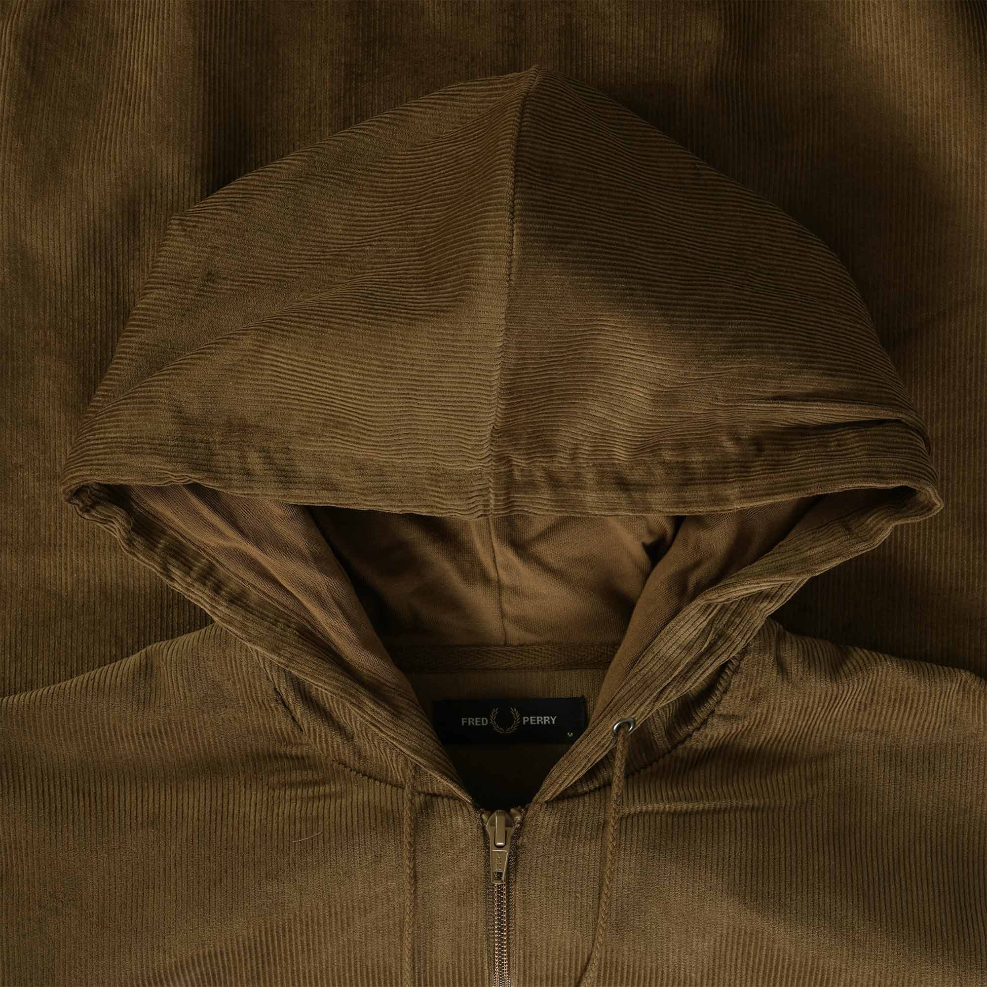 Fred Perry hooded cord track jacket in tan