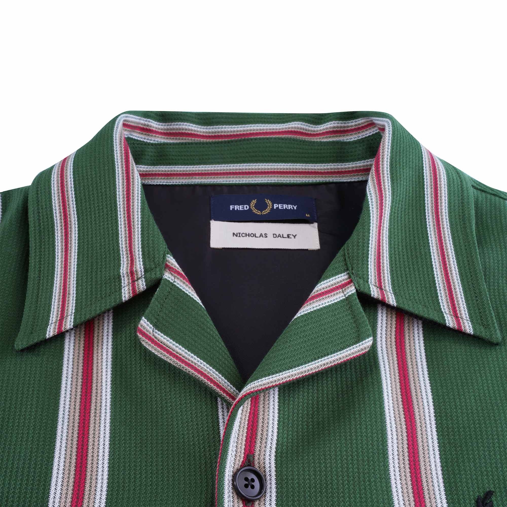 Fred Perry X Nicholas Daley Vertical Stripe Shirt - Kelp Green